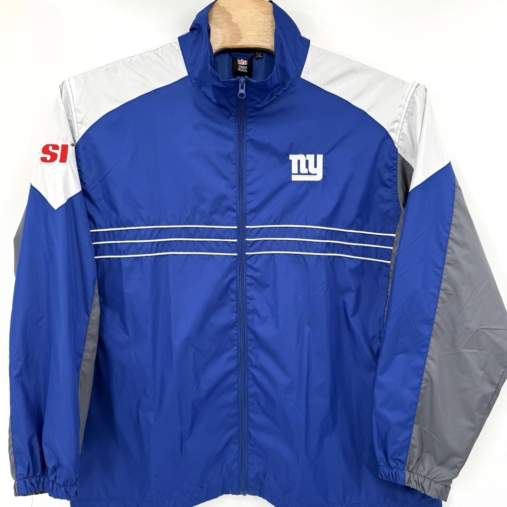 Reebok NFL‎ New York Giants Windbreaker Men XXL Blue White Grey Full Zip Jacket
